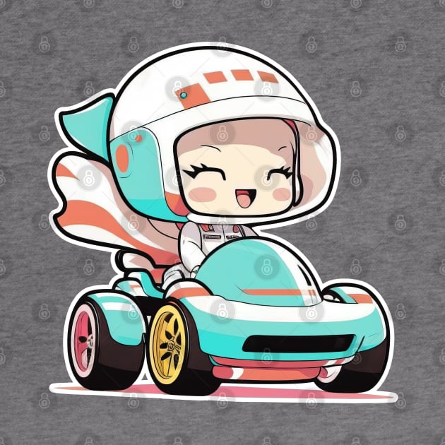 Cute happy kawaii girl formula 1 driver by Quixar
